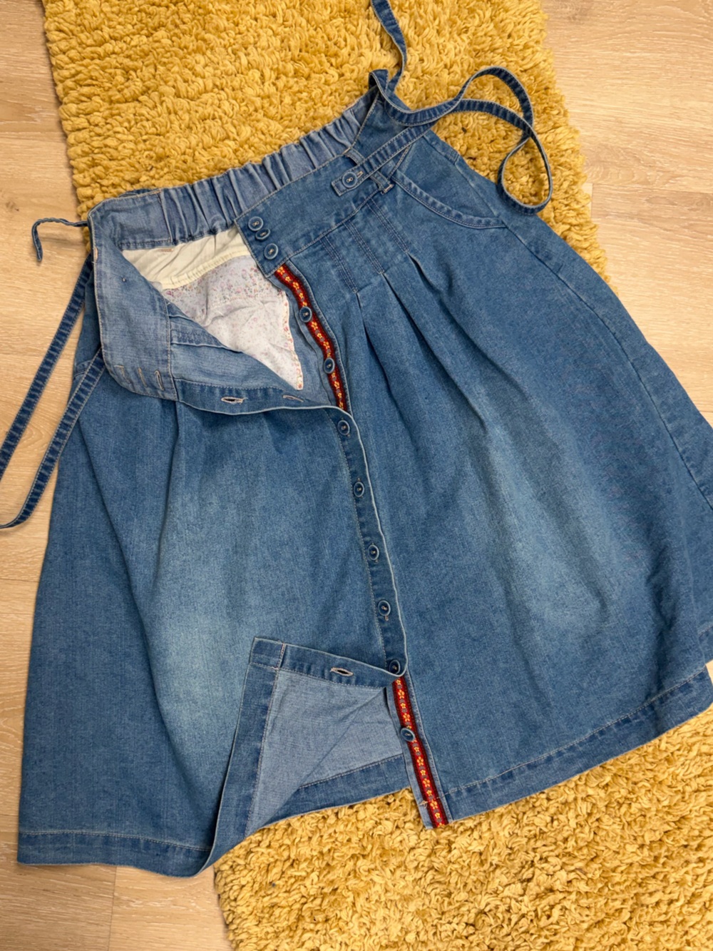 Vintage Blue Denim A-Line western midi prairie Skirt Small